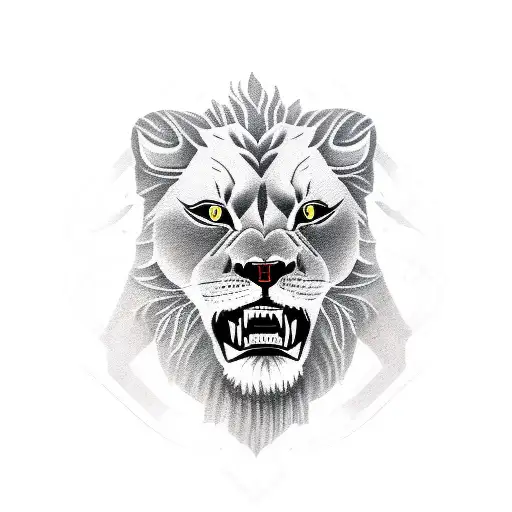 A Detailed Portrait Of A Roaring Lion Wearing A Cruz-inspired Bandana