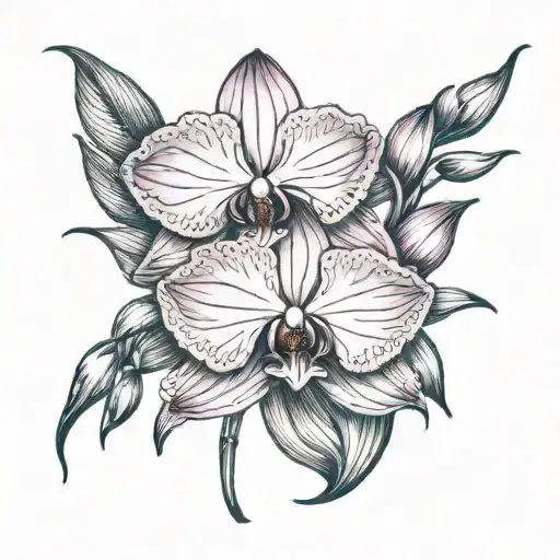 Singular Ocean Breeze Orchid Outline With Purple And Blue Lines For Filler