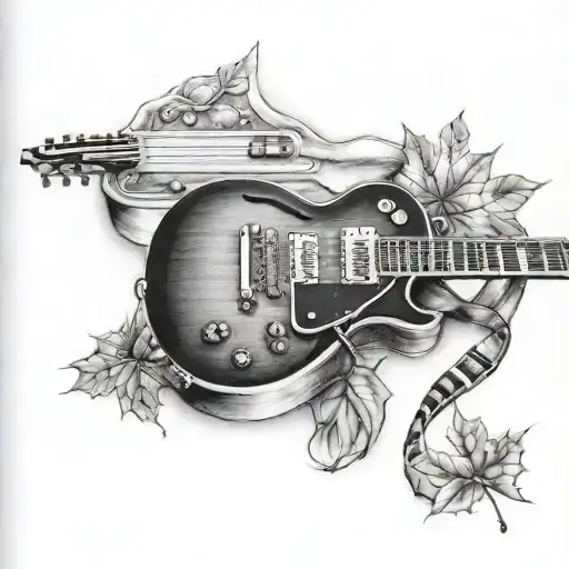 Maple Leaf And Les Paul Guitar