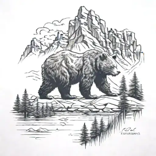 Bear And Mountains