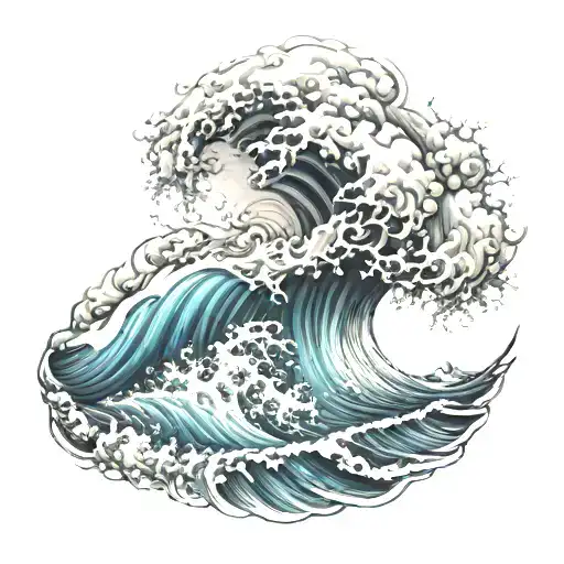 Spiraling Ocean Waves Tattoo Art