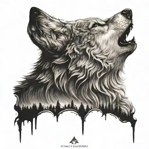 Wolf Howling Moon