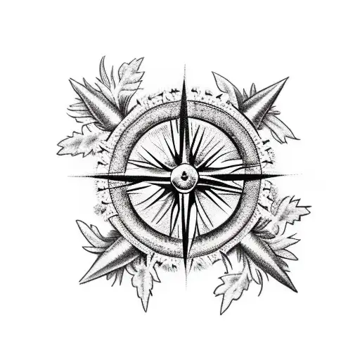 Thistles Surrounding A Compass
