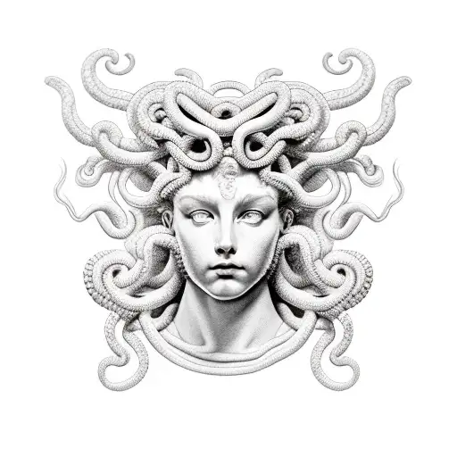Head Of Medusa With Ornaments Around