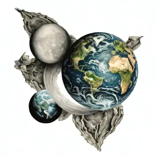 Earth And Moon Merging Together