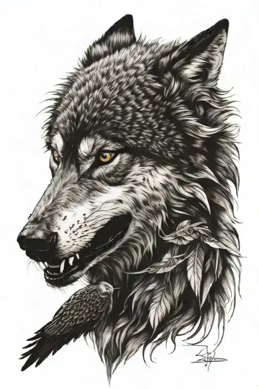 A Wolf That Eat An Eagle
