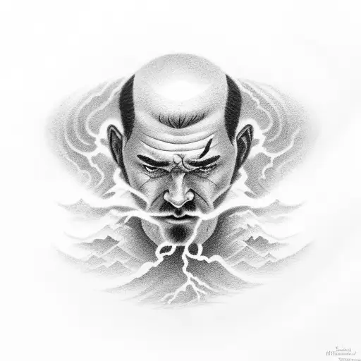 Man On Mountain With Storm Around Him