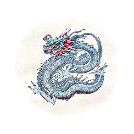 Japanese Dragon With Sakura Backround