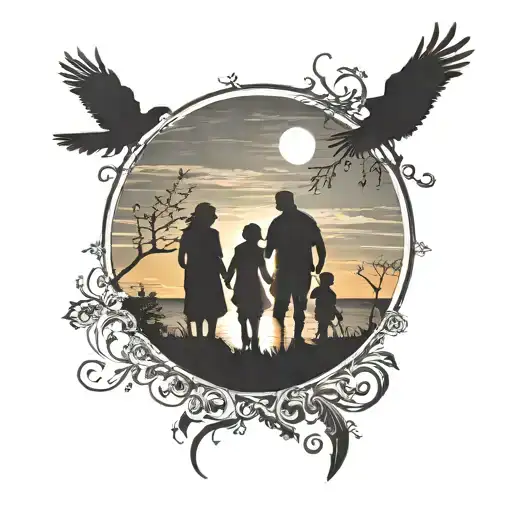 Family Silhouette Sunset