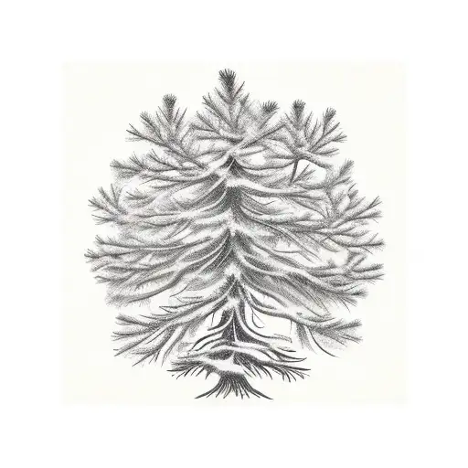 Maine Pine Tree With Designs Around It