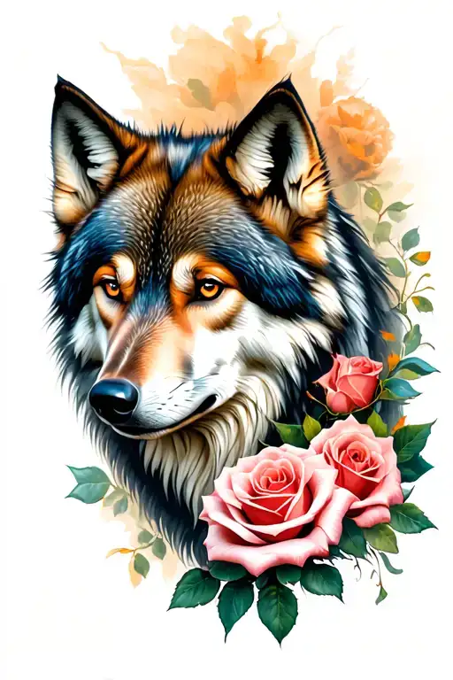 Wolf Blended By Roses