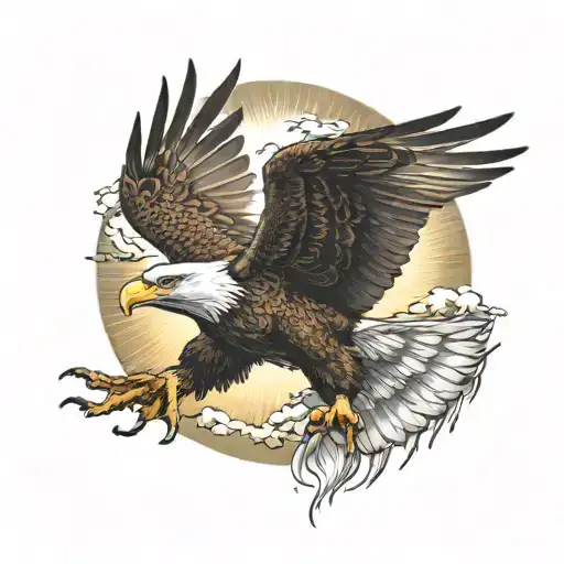 Eagle Flying With Sun Shining Behind It