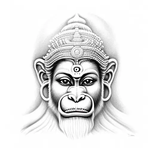 A Realistic Portrait Of A Serene Hanuman Meditating In A Tranquil Setting