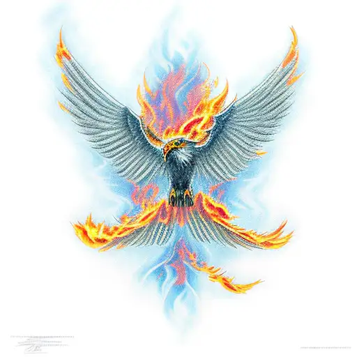 Phoenix Flying Up Out Of Flames