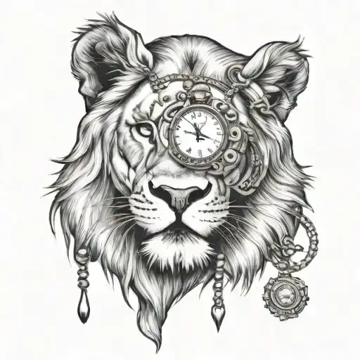 Lion With Pocket Watch Around Neck