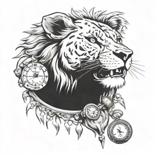 Lion With Pocket Watches Around Neck