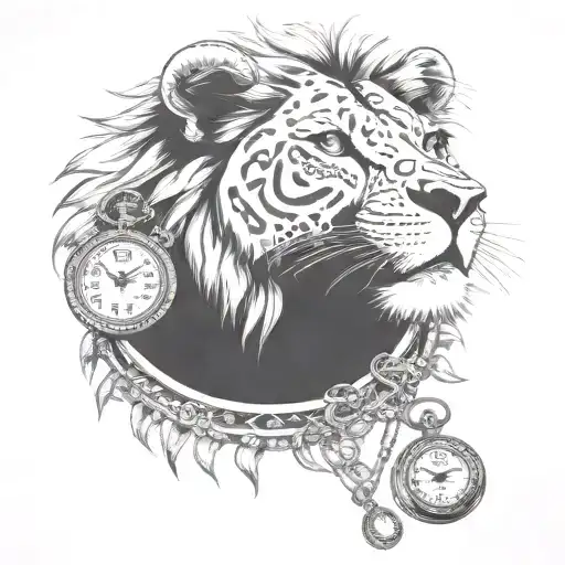 Lion With Pocket Watches Around Neck