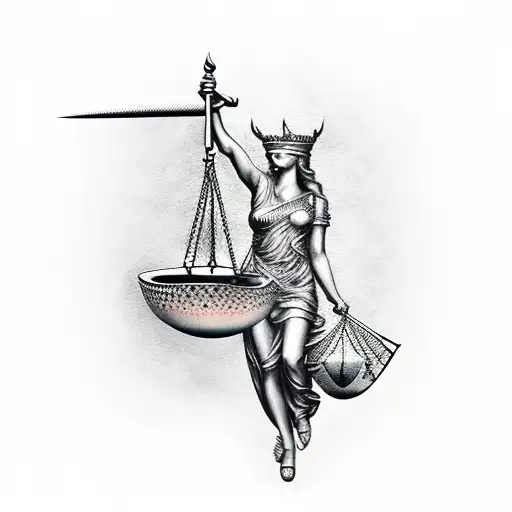 Lady Justice Blindfolded With Scales And A Sword