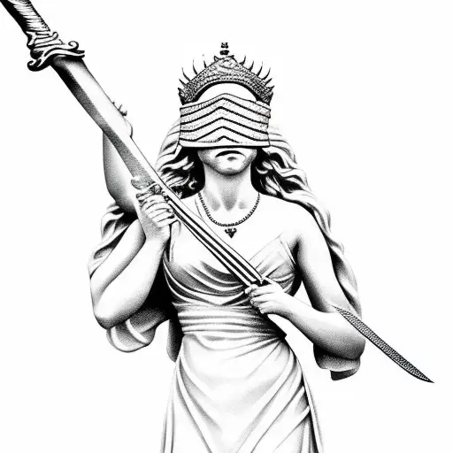 Lady Justice Blindfolded With Scales And A Sword