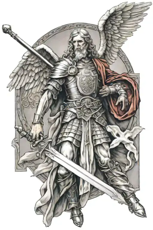 Archangel With Sword And Saint Benedict Medal