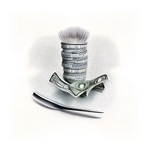 A Barber Pole Intertwined With A Stack Of Money Bills
