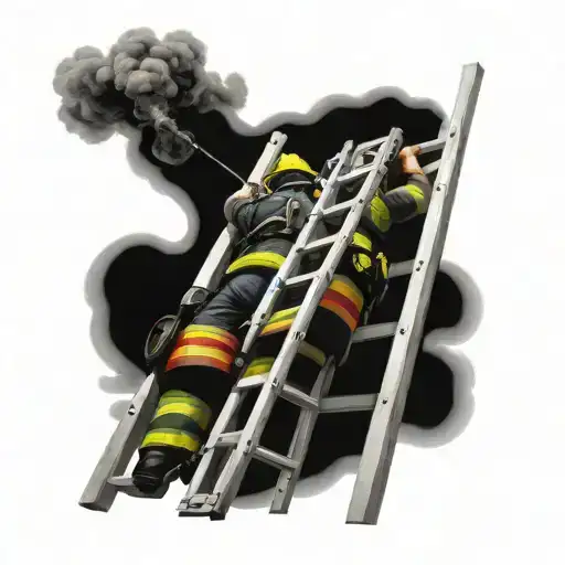 Fire Fighter Extension Ladder Reaching Towards