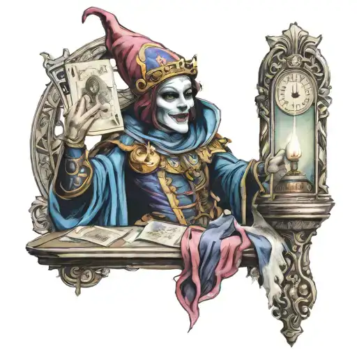 Jester Coming Out Of A Tarot Card