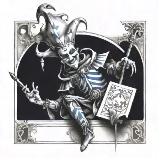 Jester Coming Out Of A Tarot Card