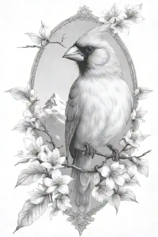 Cardinal With Matterhorn Panorama Flowering Dogwood