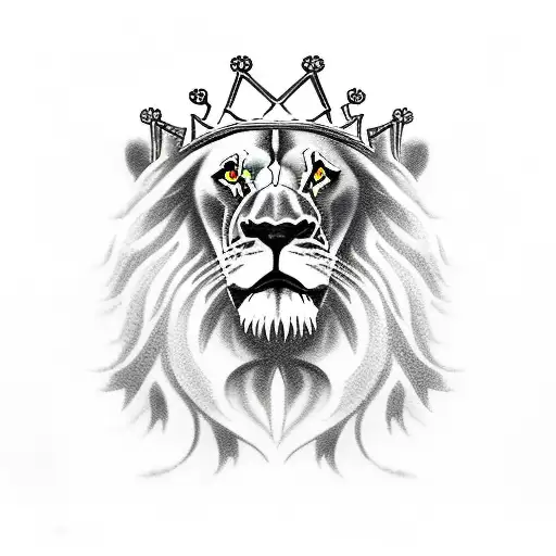 Lion With Crown And Jesus Christ