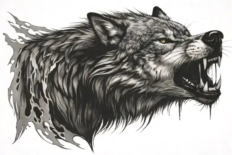 Angry Wolf Head Surrounded