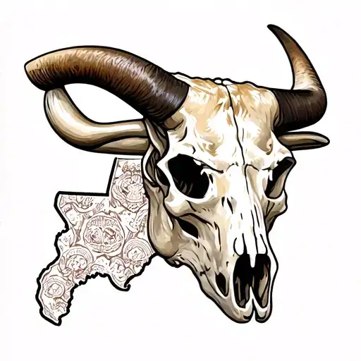 Longhorn Skull With Texas State Outline