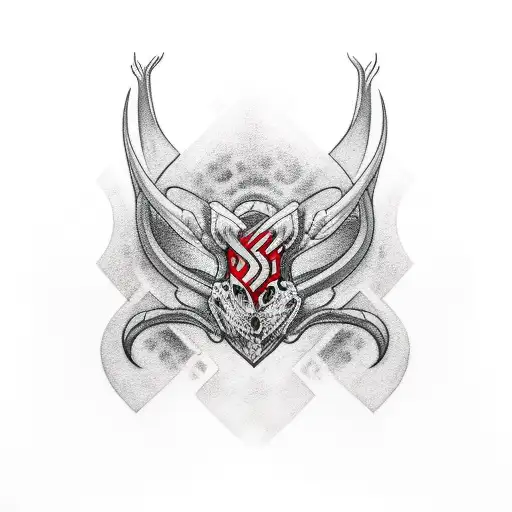 Nordic Arm Sleeve Black And Grey With Red Highlights