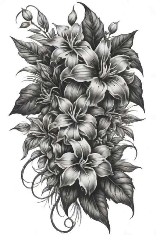Jungle Creeper Flowers All Round Gray And Black Grey Style