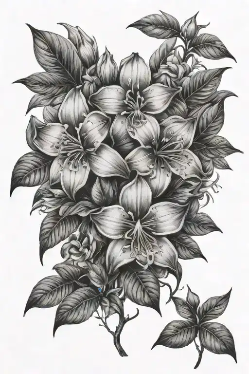 Slim Jungle Creeper Flowers All Round Gray And Black Grey Style