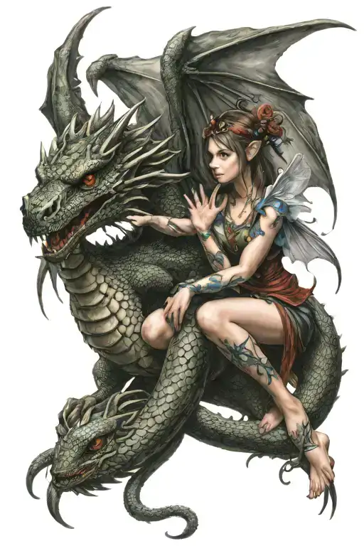 Fairy Holding Dragon