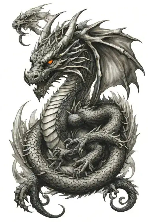 Dragon Holding Onto Fairy