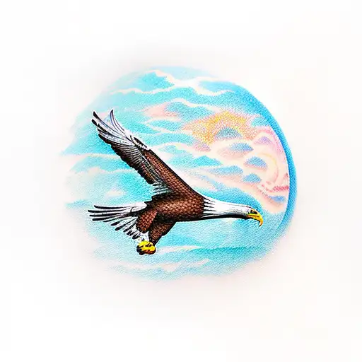 A Majestic Robot Eagle Soaring Above A Mountain Range At Sunset