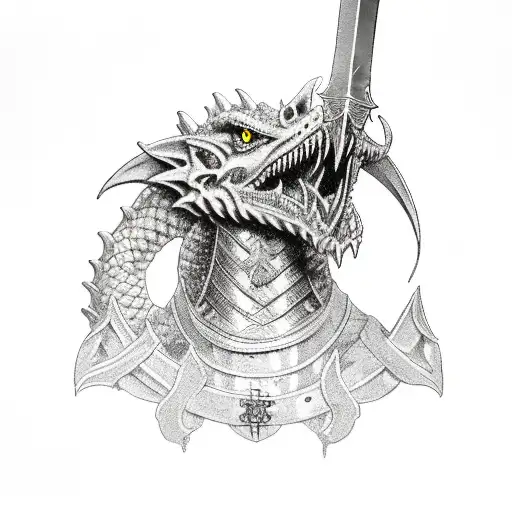 A Templar Knight Holding A Sword And A Dragon Head