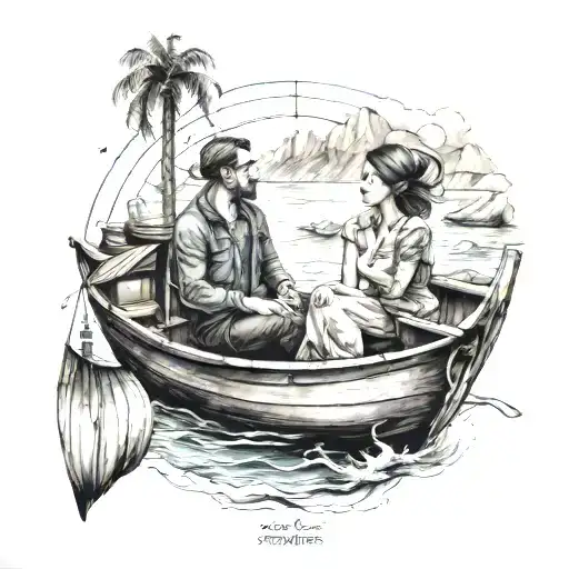 Couple Travel On A Boat With Number 3 And The Sign Of Sagittarius