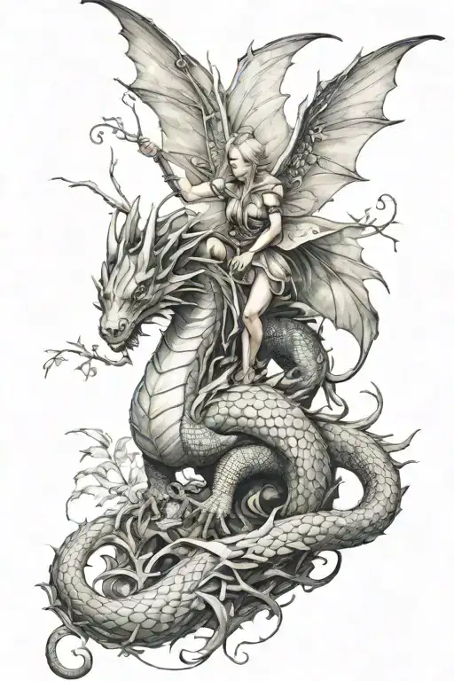 Fairy On Top Of Dragon