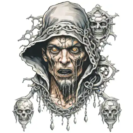 Horor Charakter With Scars And Multiple Eyes With Diamond Chain