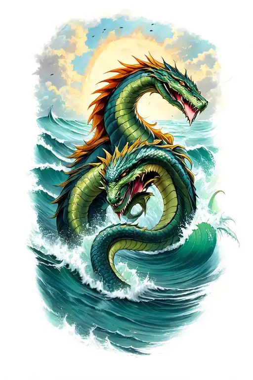 Thor And Jormungandr In The Sea Fighting