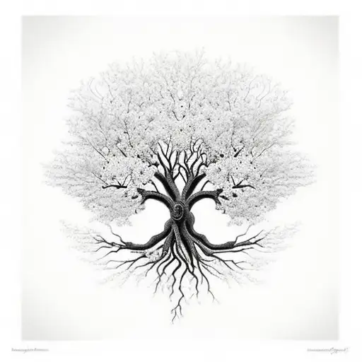 A Black And Grey Piece Of A Tree Of Life With Flowers Representing Different Family Members