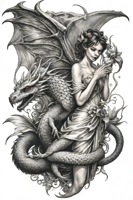 Fairy Holding Dragon