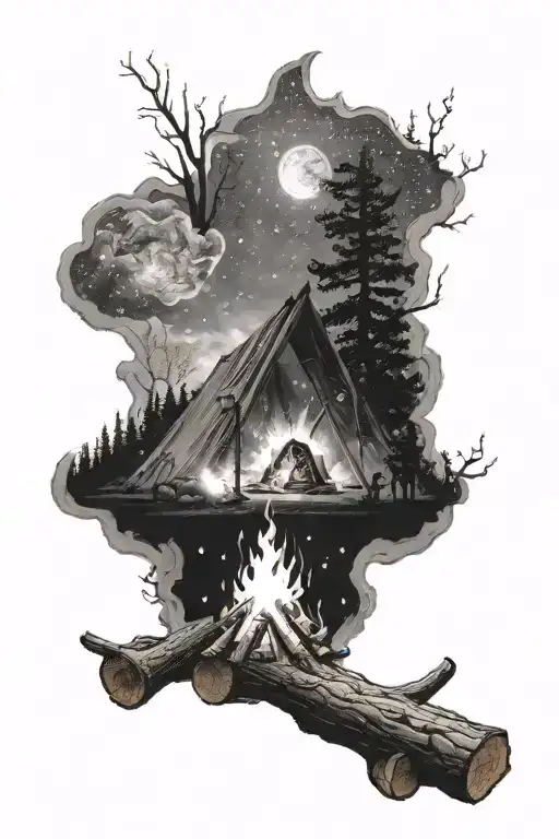 Galaxy To Night Sky To Campfire Scene