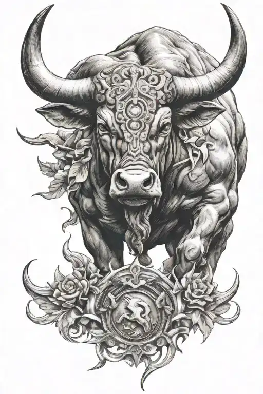 Taurus Bull With Spartan Warrior