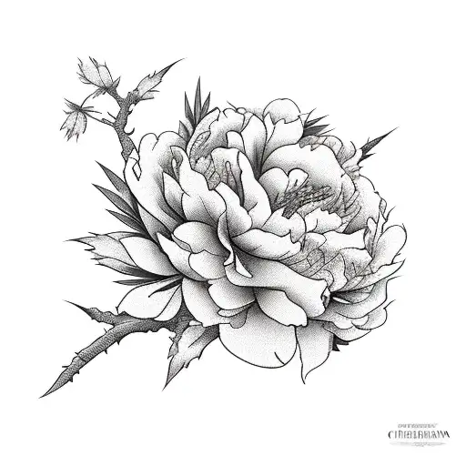 Phoenix With Cherry Blossoms And Peony's