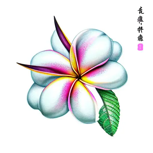 5 Pink White Yellow Plumeria Flowers On A Swirly Vine Y2k