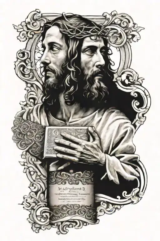 Sleeve Jesus On Forearm And Bible Verses Above Elbow